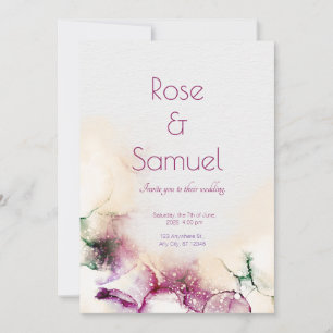 Aubergine Alcohol Ink Elegant Wedding Invitation