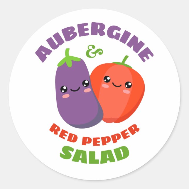 Aubergine and Red Pepper Salad Classic Round Sticker (Front)