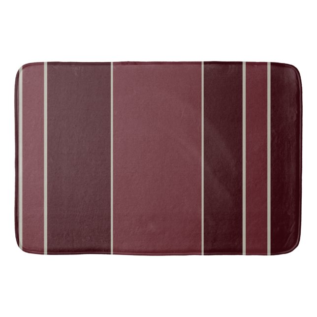 Aubergine and Rose Stripes Bath Mat (Front)