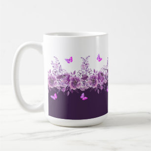 Aubergine Botanical Butterflies Coffee Mug