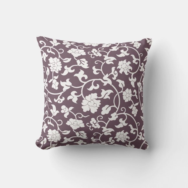 Aubergine Floral Pillow (Front)