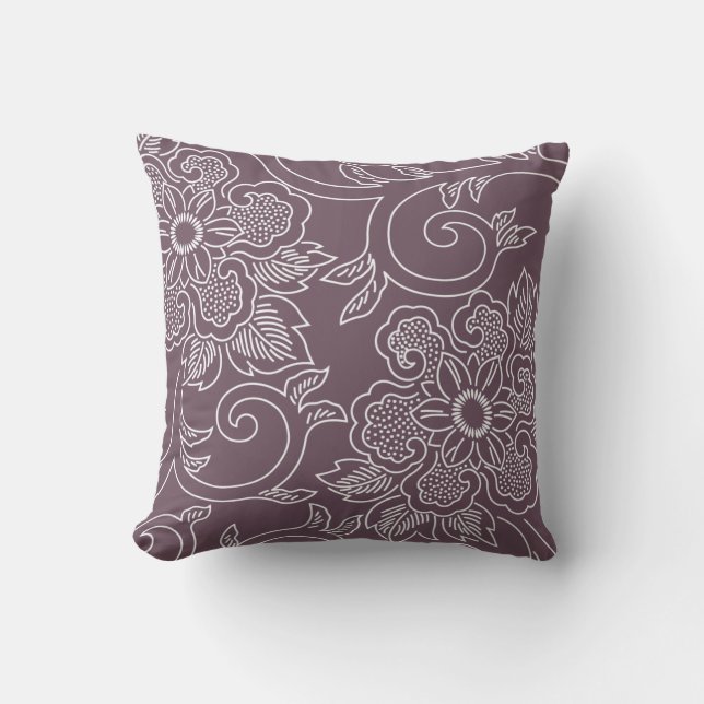 Aubergine Floral Pillow (Front)