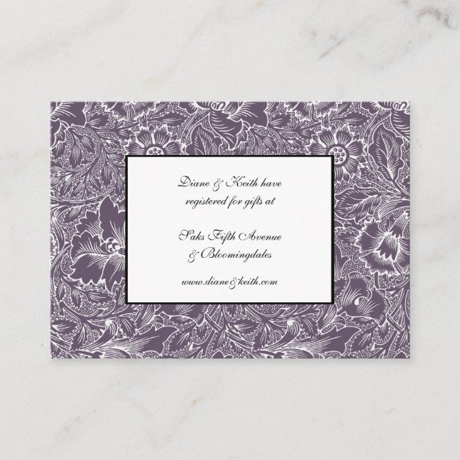 Aubergine Lilac RSVP & Gift Registry 100 pack set Enclosure Card (Front)