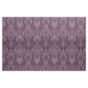 Aubergine Mediaeval Peacocks and Dragons Fabric