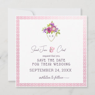 Aubergine Mulberry Crest Wedding Save The Date