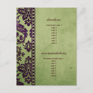 Aubergine & Olive Damask Lace Wedding Insert