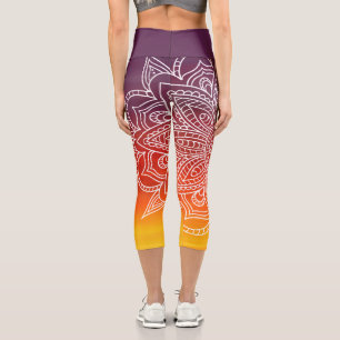 Aubergine Orange and White Mandala Yoga Capri 