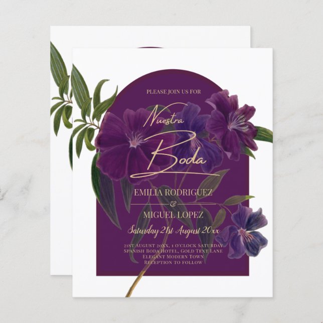 Aubergine Plum Purple Floral Forest Green Wedding (Front/Back)