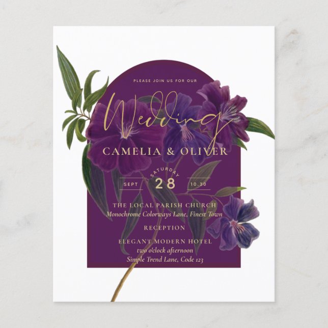 Aubergine Plum Purple Floral Forest Green Wedding (Front)