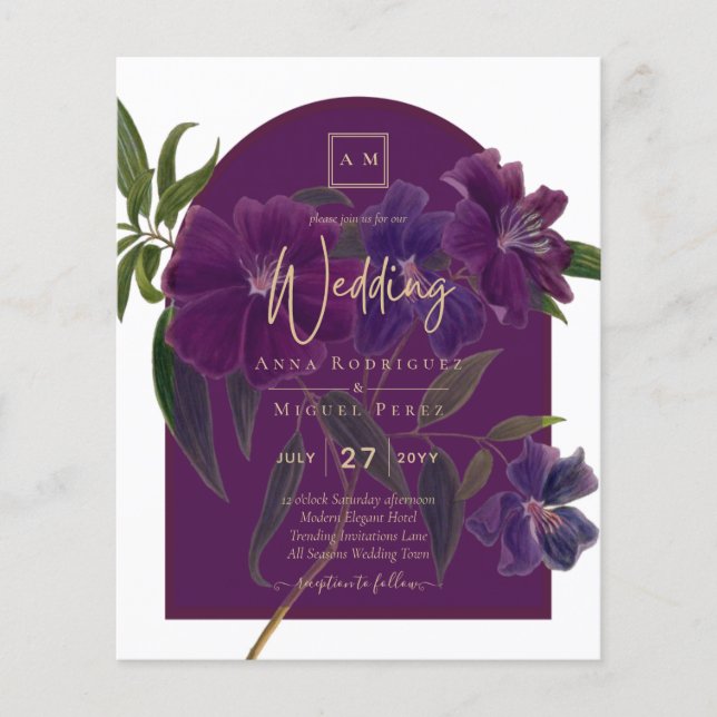 Aubergine Plum Purple Floral Forest Green Wedding (Front)