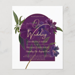 Aubergine Plum Purple Floral Forest Green Wedding Flyer