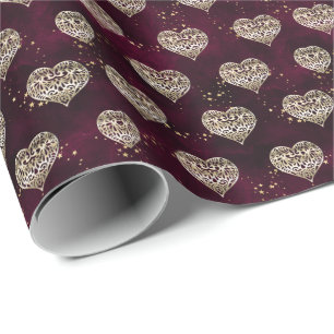 Aubergine Purple and Harts Wrapping Paper
