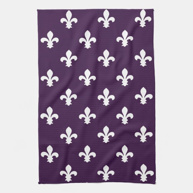Aubergine Southern Cottage Fleur de Lys Tea Towel (Vertical)