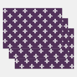 Aubergine Southern Cottage Fleur de Lys Wrapping Paper Sheet