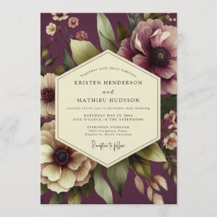 Aubergine Sovereign Bloom Wedding Invitation