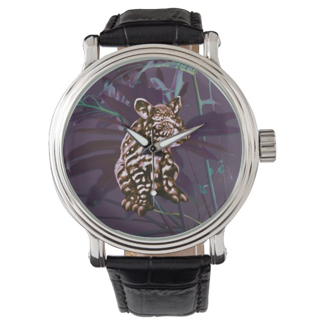 Aubergine tapir floral watch (Front)