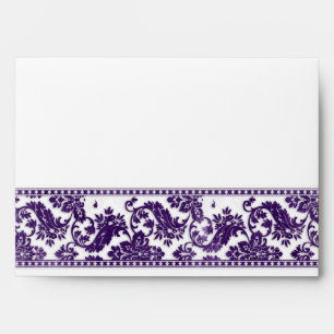 Aubergine Vintage Damask Lace Wedding Envelopes