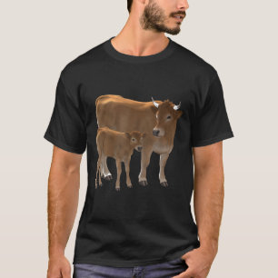Aubrac Or Jersey Brown Cow Amp Cute Calf Cattle Ra T-Shirt
