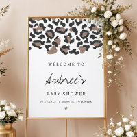 AUBREE Boho Leopard Print Baby Shower Welcome