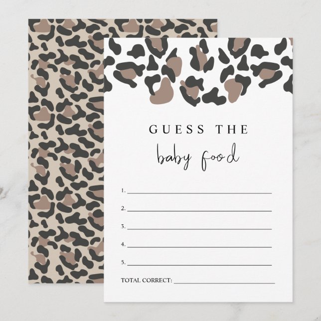 AUBREE Leopard Print Guess the Baby Food Game Invitation (Front/Back)