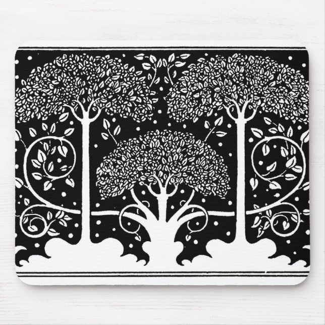 Aubrey Beardsley Art Nouveau Tree Pattern Print Mouse Mat (Front)