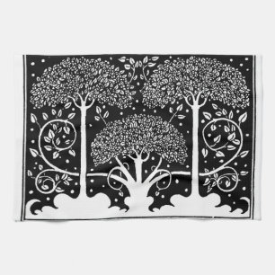 Aubrey Beardsley Art Nouveau Tree Pattern Print Tea Towel
