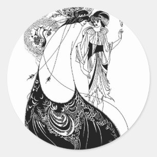 Aubrey Beardsley The Peacock Skirt Art Nouveau Classic Round Sticker