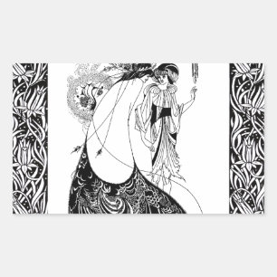 Aubrey Beardsley The Peacock Skirt Art Nouveau Rectangular Sticker
