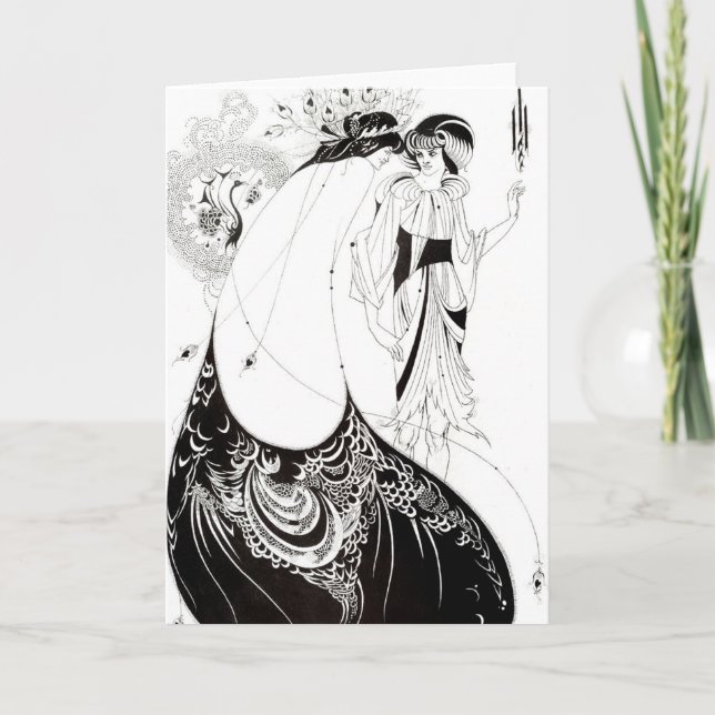 Aubrey Beardsley The Peacock Skirt Greeting Card (Front)