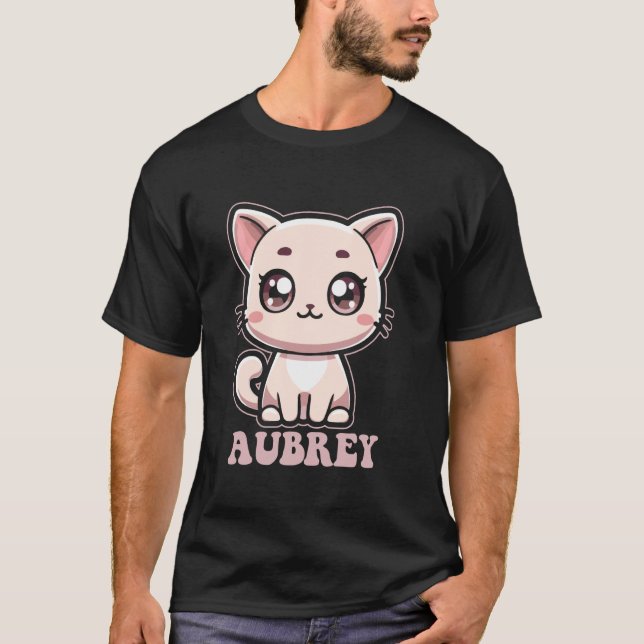 Aubrey Cute Kitty Cat Design for Girls Name Aubrey T-Shirt (Front)