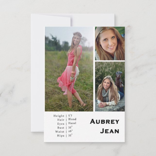 Aubrey Jean Comp Card | Design One (Front)