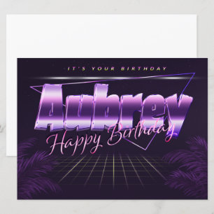 Aubrey Name First name pura retro card Birthday