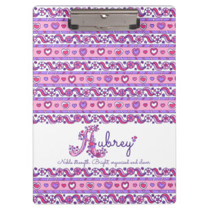 Aubrey name meaning hearts doodles clipboard
