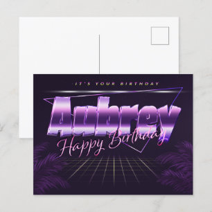 Aubrey Name Vorname lila Postkarte Geburtstag Postcard