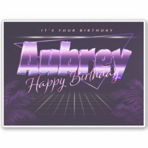 Aubrey Name Vorname lila retro Sticker Geburtstag