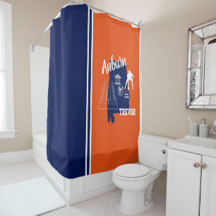 Auburn Alabama Navy and Orange Football Shower Curtain