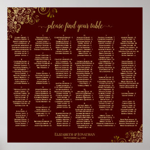 Auburn Brown and Gold Alphabetical Seating Chart