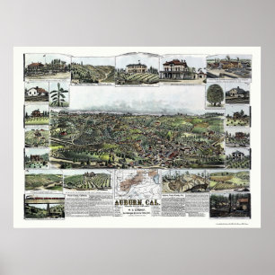 Auburn, CA Panoramic Map - 1887 Poster