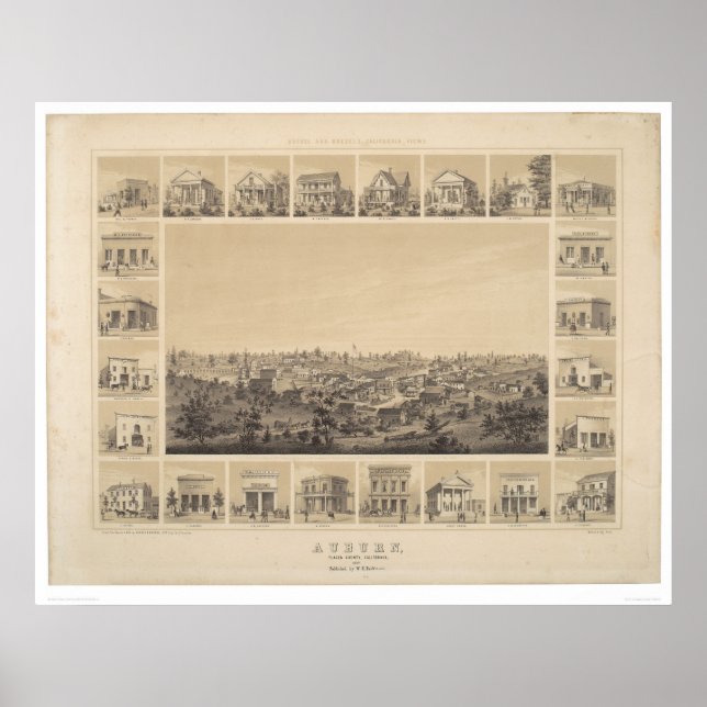 Auburn, California 1857 Panoramic Map (2508A) Poster (Front)