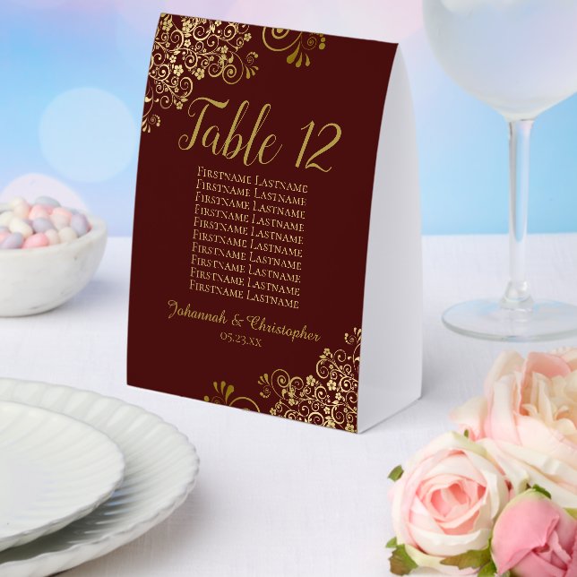 Auburn & Gold Wedding Table Number Seating Chart (Insitu(Wedding))
