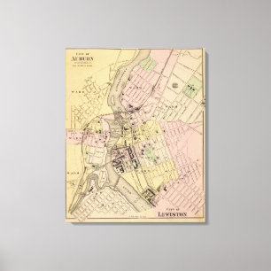 Auburn, Lewiston Map Canvas Print