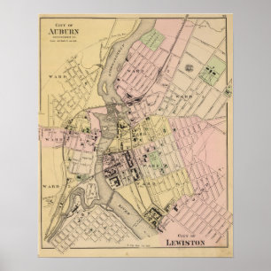 Auburn, Lewiston Map Poster