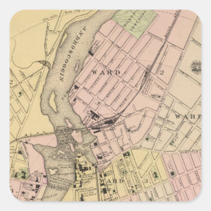 Auburn, Lewiston Map Square Sticker