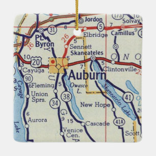 Auburn NY Vintage Map Ceramic Ornament
