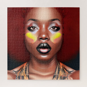 Auburn Queen Orange Brown Hair Black Melanin Afro Jigsaw Puzzle