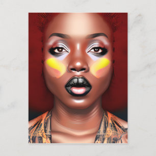 Auburn Queen Orange Brown Hair Black Melanin Afro Postcard