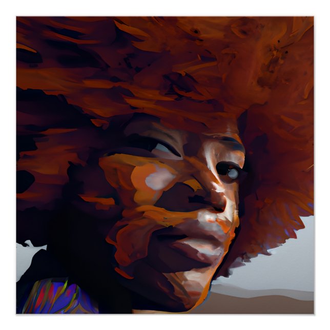 Auburn Queen Orange Brown Hair Black Melanin Afro Poster (Front)