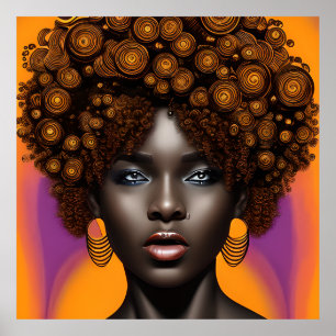 Auburn Queen Orange Brown Hair Black Melanin Afro Poster