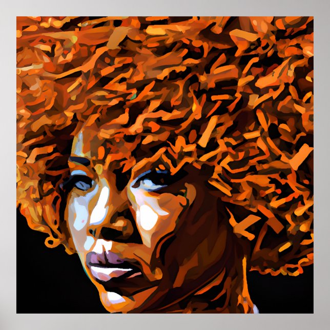 Auburn Queen Orange Brown Hair Black Melanin Afro Poster (Front)