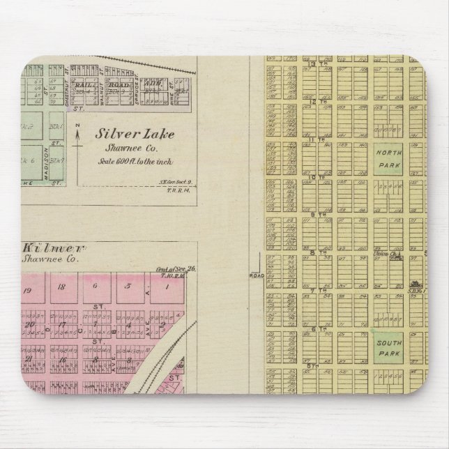 Auburn, Silver Lake, Kilmer, and Richland, Kansas Mouse Mat (Front)